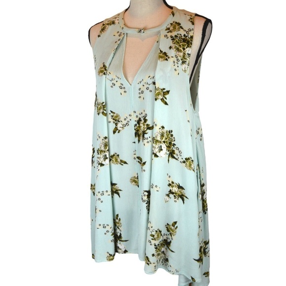 Free People Tree Swing Tunic Dress, Mint Floral - Size XS NWOT - Picture 1 of 9